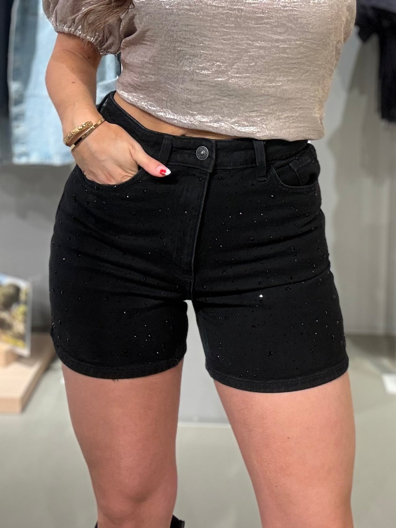 PCGABI Shorts - Black Denim